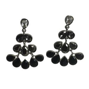 Black DIAMOND LAYER DANGLING EARRINGS